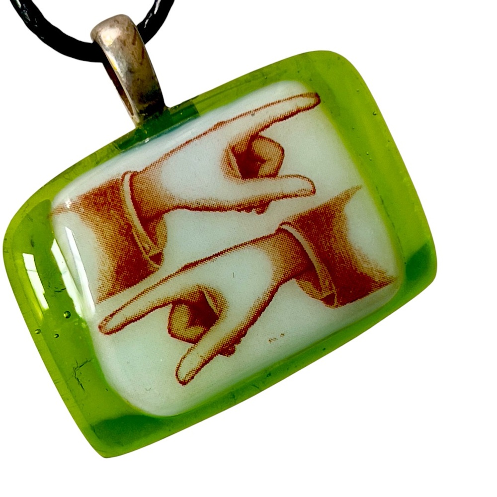 Art Glass Hand Pendant Necklace Victorian Image